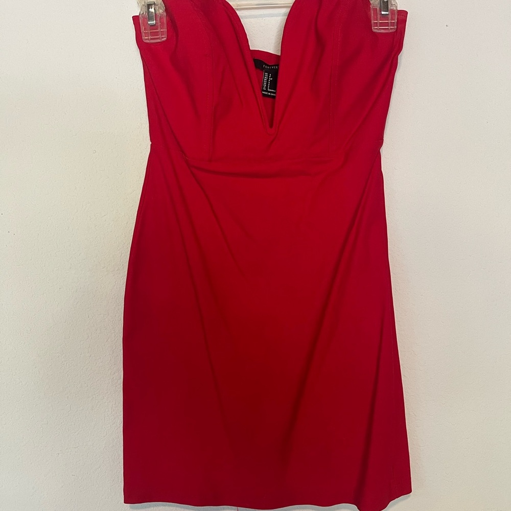 Forever 21 Vibrant Red Strapless Dress